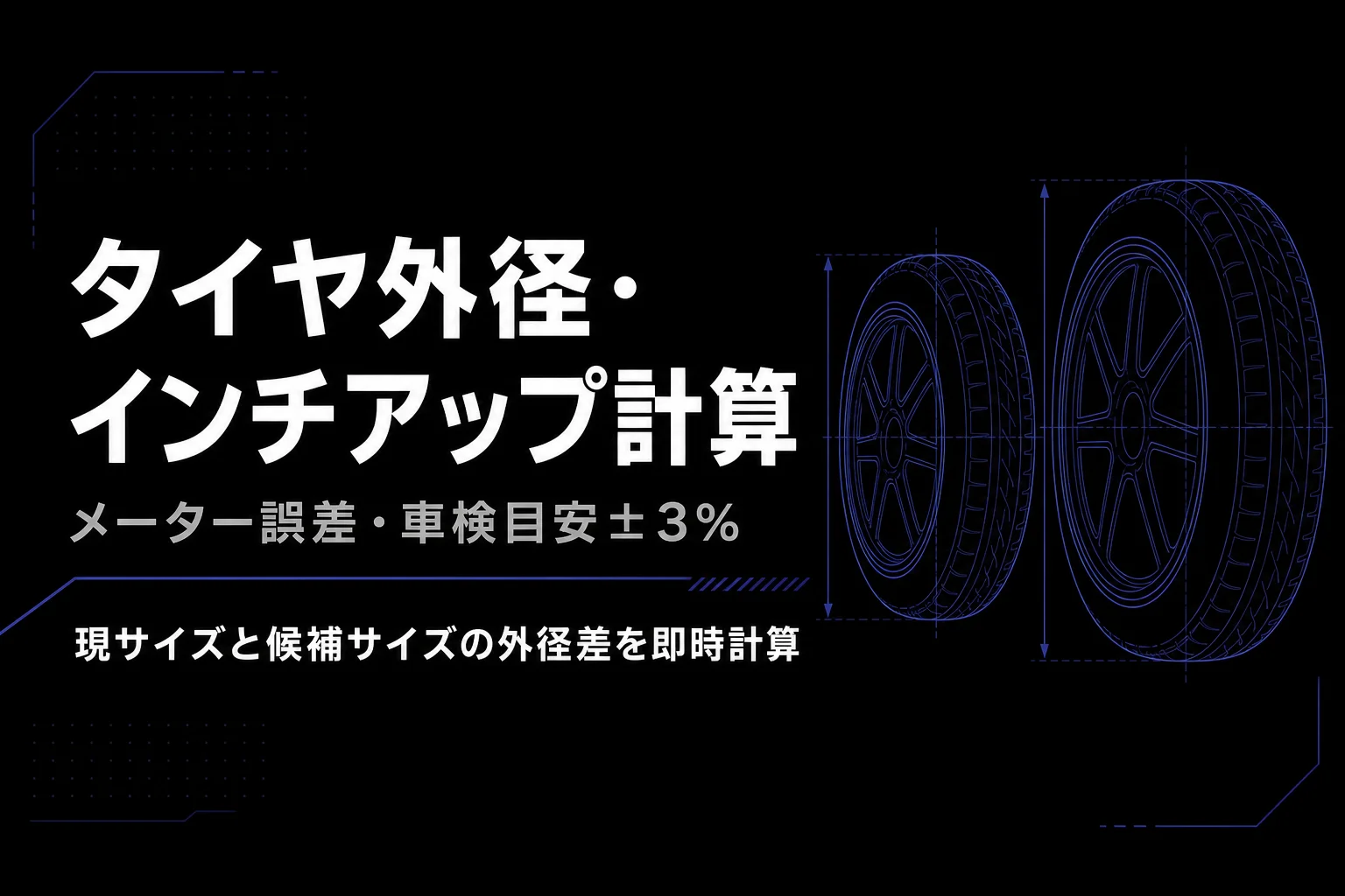 タイヤ外径・インチアップ計算／メーター誤差ツール